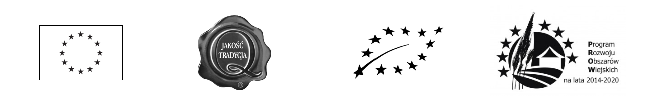 Logo Unia Europejska, Jakość Tradycja, Rolnictwo Ekologiczne, Program Rozwoju Obszarów Wiejskich